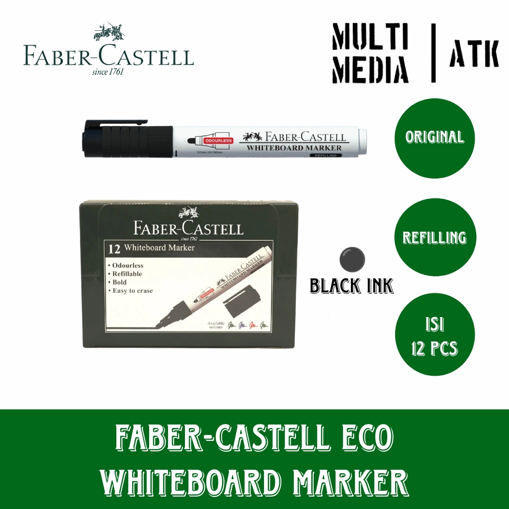 

FABER-CASTELL ECO WHITEBOARD MARKER BLACK / SPIDOL WHITEBOARD MARKER 12 PCS