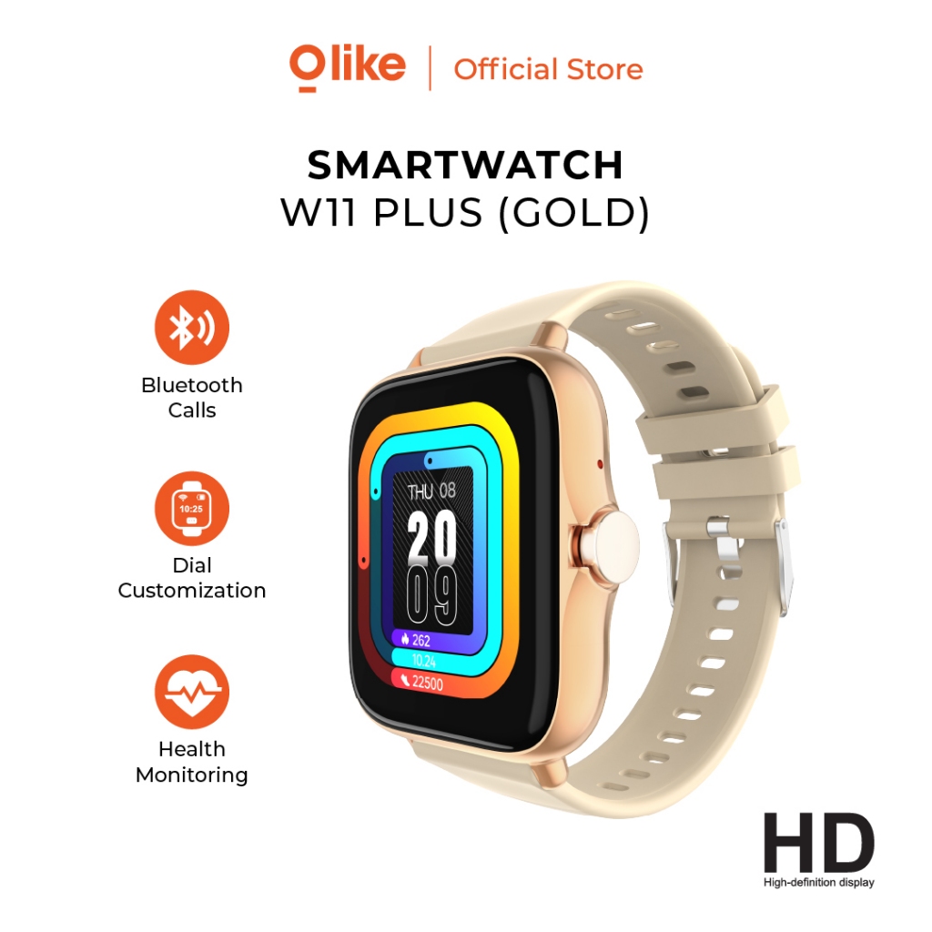 [CUCI GUDANG] OLIKE W11 Plus  HW56 Smartwatch | Sport And Health Monitoring | Jam Tangan Pintar | Bluetooth Call   LIVE-Golden