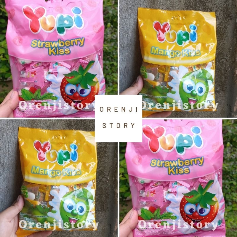 

Permen Yupi strawberry kiss / mango kiss kemasan sak 120g