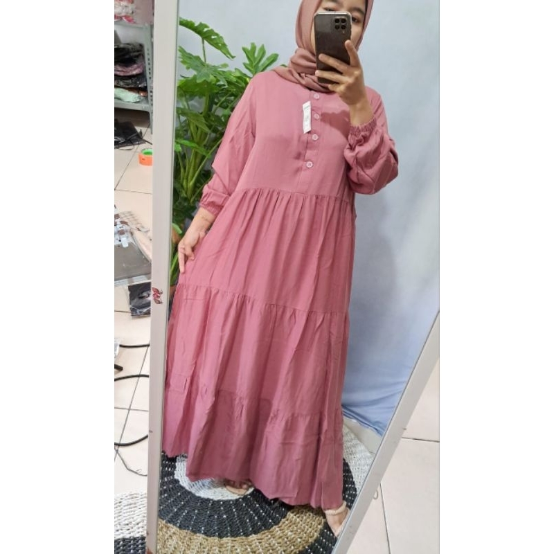 Gamis Midi Dress Susun Rayon Premium by Arnetta
