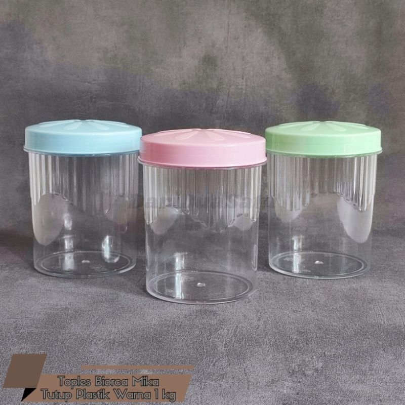 Toples Kue Kering Kacang Permen Akrilik Mika Tutup Plastik Draf 1kg