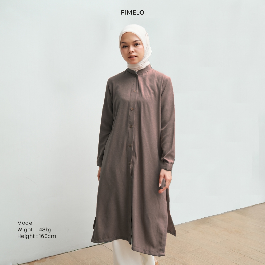 PROMO Fimelo Cassy Tunik (Tunik Polos Wanita Lengan Panjang)