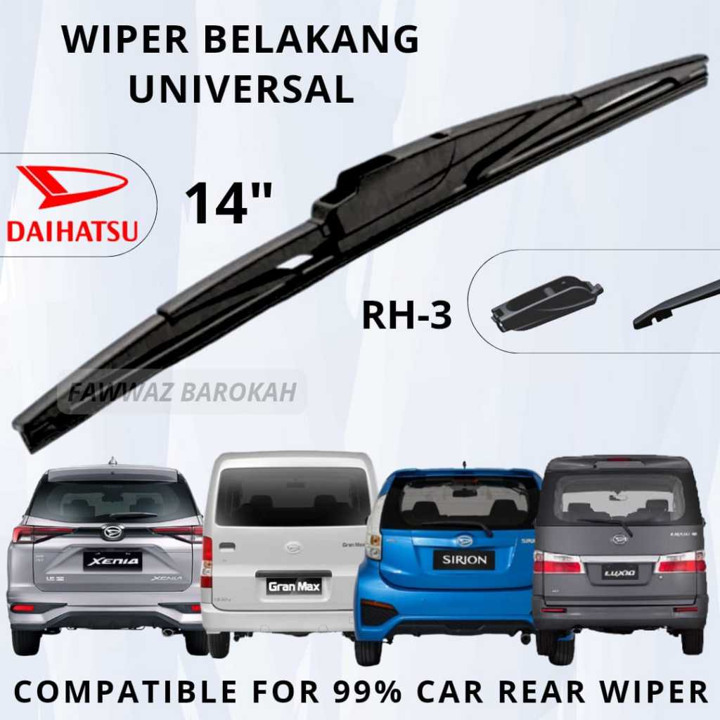 Wiper Kaca Depan Mobil Daihatsu Rear Wiper Blade RH3 14 Inch Kipas Kaca Mobil Daihatsu Xenia  Gran M