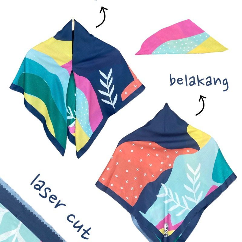 VOAL PRINTING INSTANT ANAK MOTIF DAUN NAVY PINK / HIJAB INSTANT