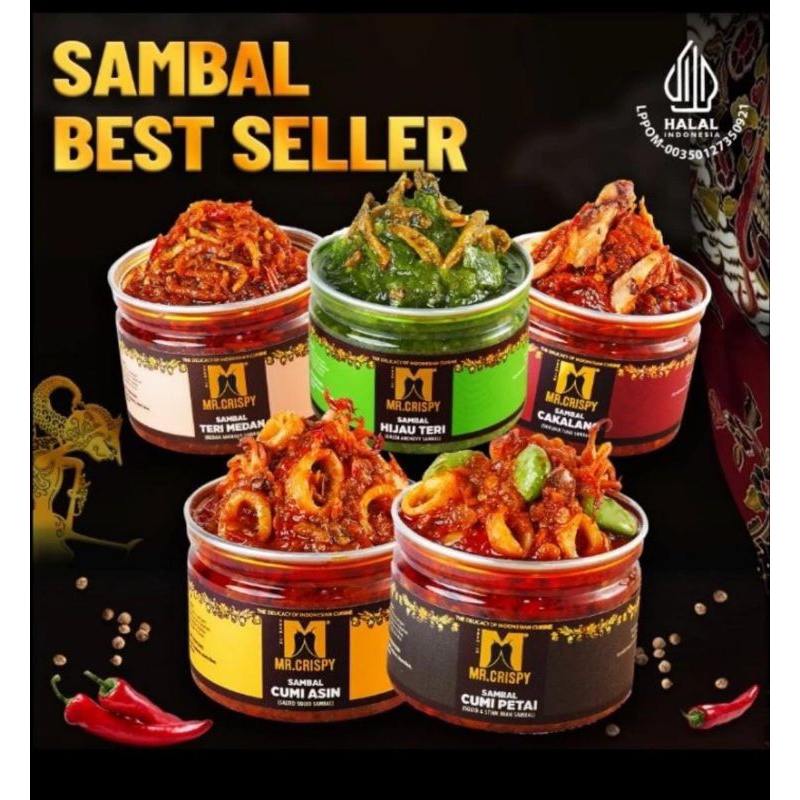 

Mr Crispy Sambal Cumi Asin, Petai, Bajak Ebi, Hijau Teri, Cumi Petai, Jengkol, Teri Medan