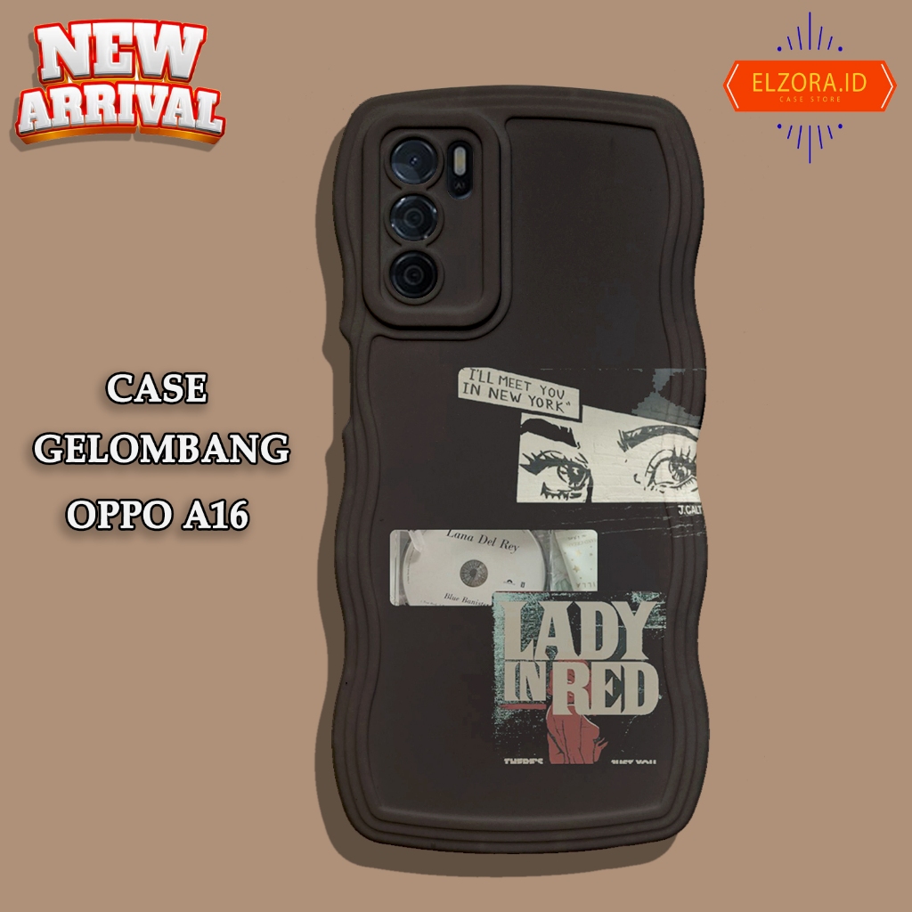 Soft Case GELOMBANG Hp Oppo A16  - Oppo A16  - Case Pro Camera - Fashion Case Motif Black Wallpaper 