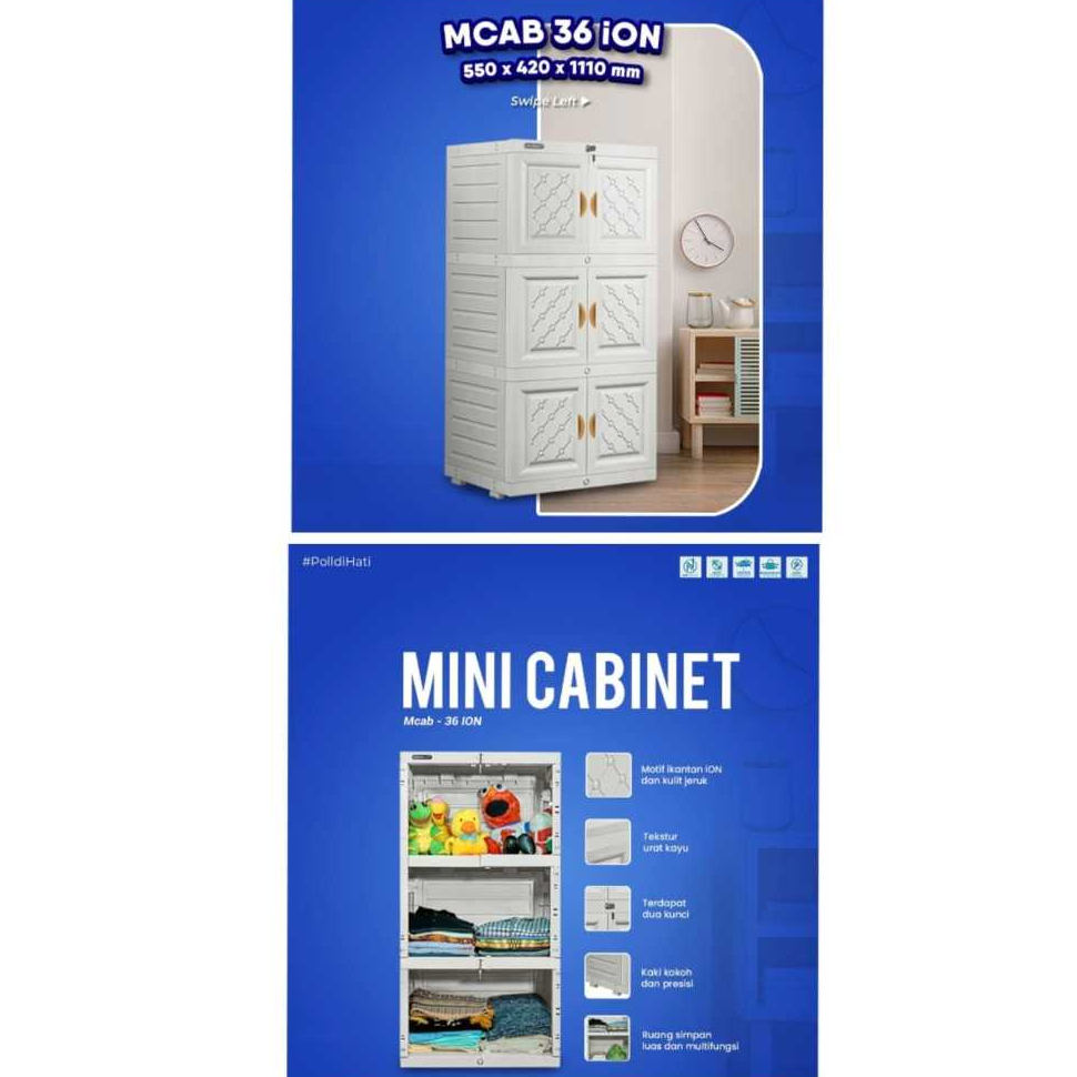 LEMARI PLASTIK NAPOLLY MCAB- 36 ION / LEMARI PAKAIAN PLASTIK MEREK NAPOLLY / LEMARI BAJU PLASTIK MER