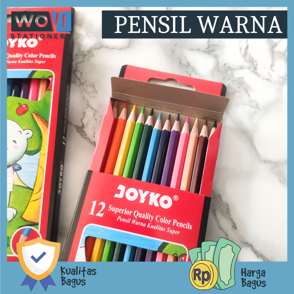 

[SET] Pensil Warna 12 Warna Panjang Joyko / Pensil Warna 12 Warna CP-12PB Joyko