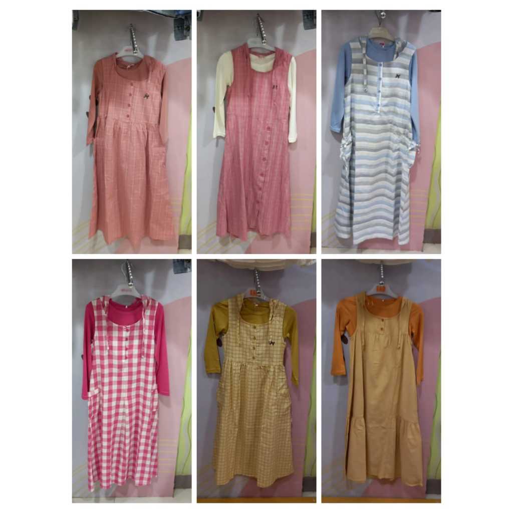 NEW ARRIVAL BAJU MUSLIM GAMIS ANAK PREMPUAN ADA KUPLUK EXIT KIDS ORIGINAL SIZE XS-XL