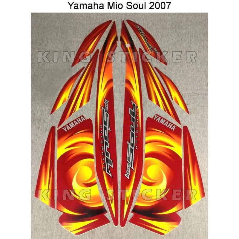 STRIPING STIKER YAMAHA MIO SOUL LAMA 2007 MERAH