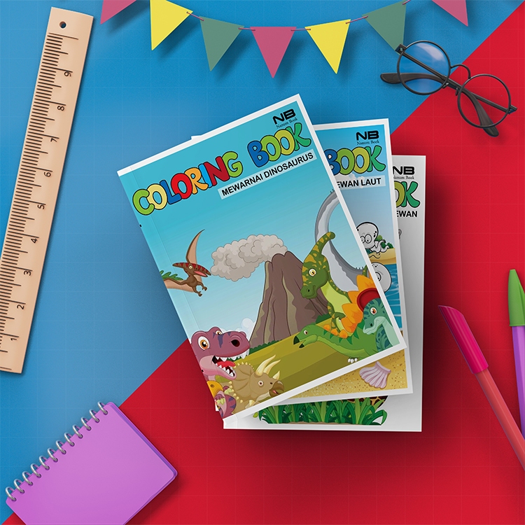 Buku Mewarnai Anak TK PAUD Buku Mewarnai GAMBAR DINOSAURUS