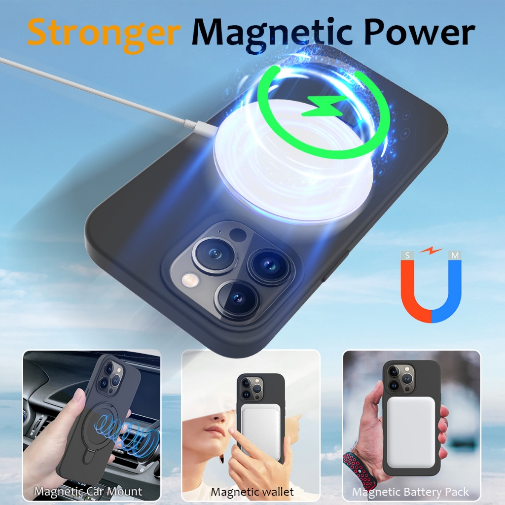 Silicone Liquid Magsafe Magnet Magnetic Stand Ring Standing Iphone 12 13 14 15 Pro max 14 15 Plus Ca
