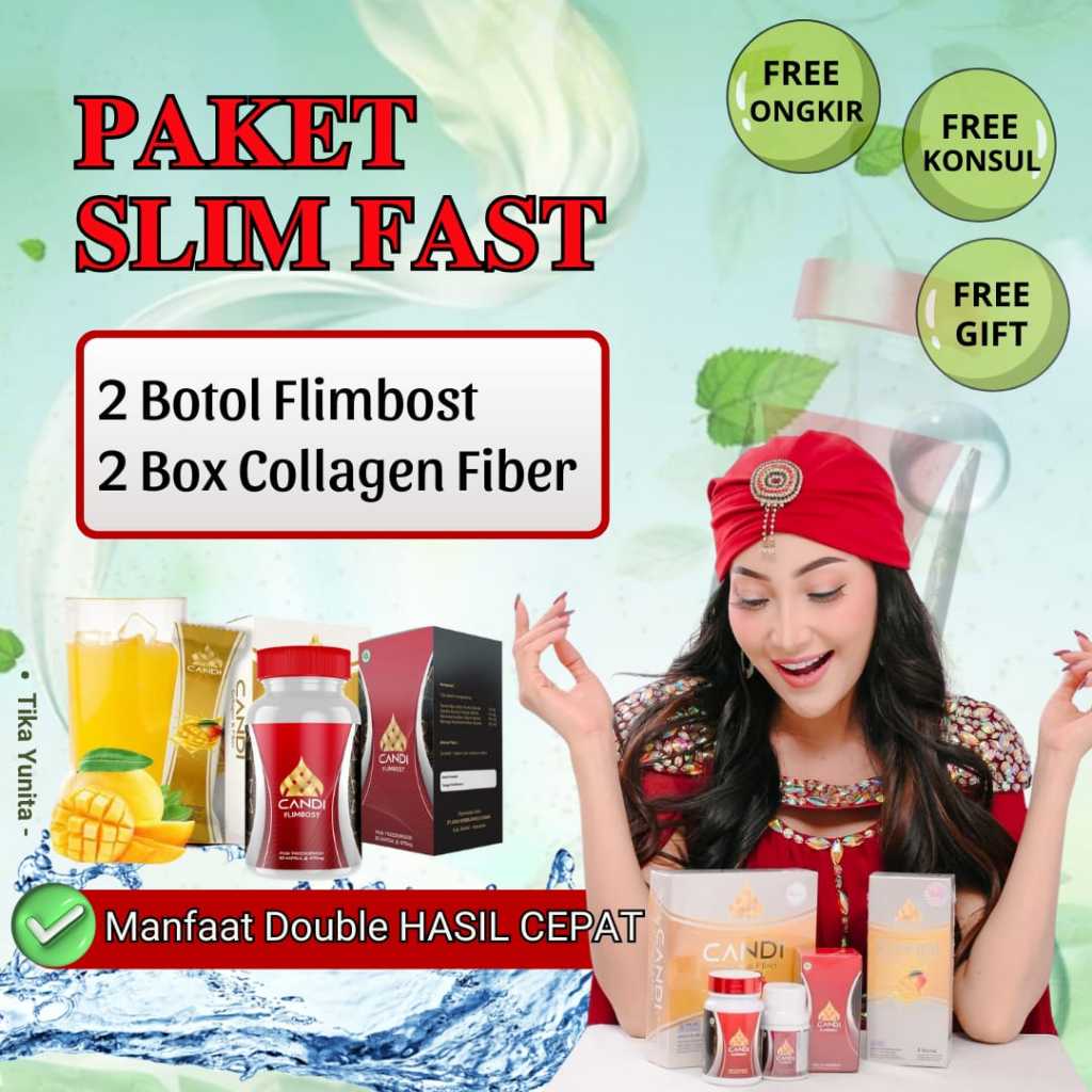 PAKET CEPAT LANGSING GLOWING SLIM FAST Candi Beauty Flimbost Collagen Fiber Pelangsing Herbal Obat D
