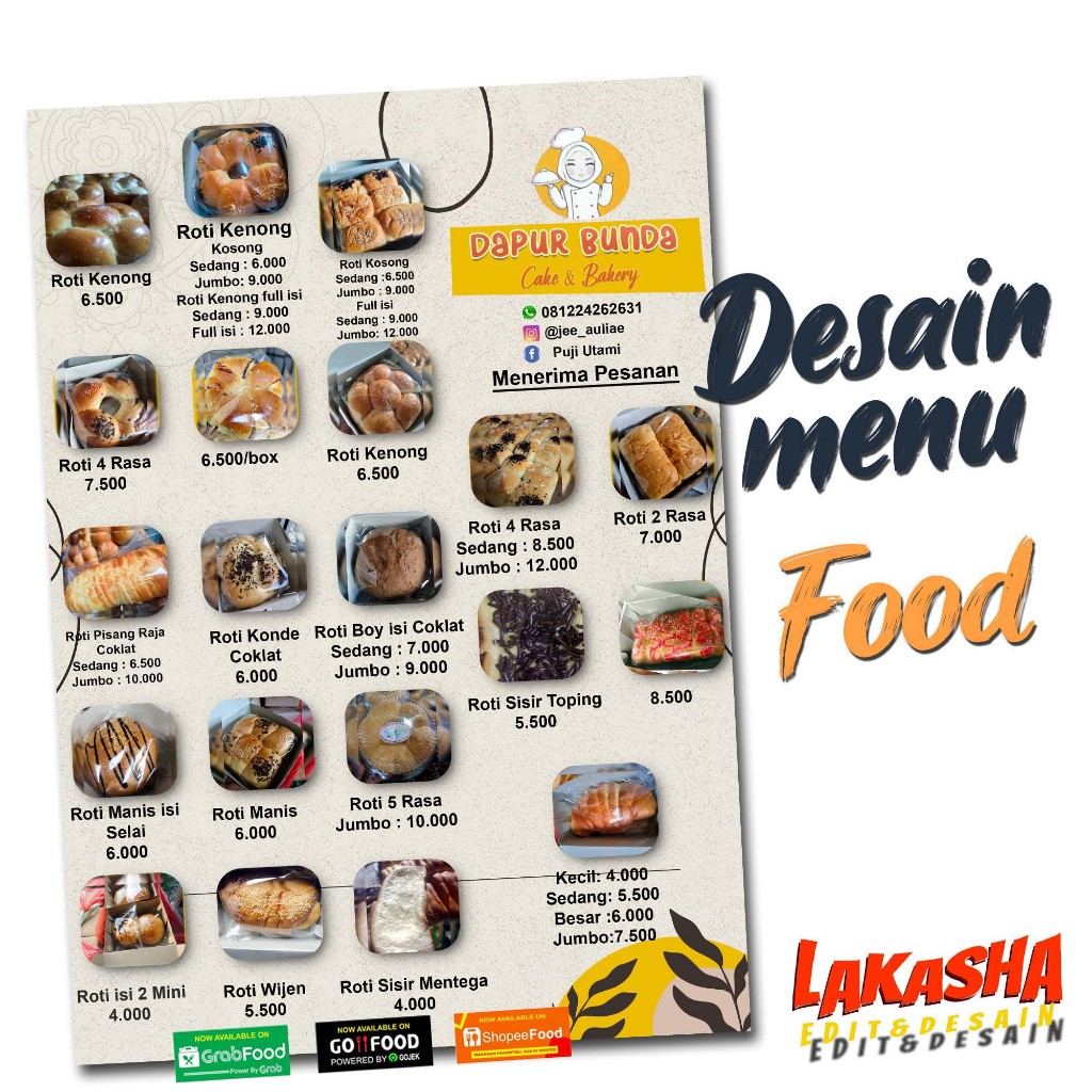 JASA DESAIN MENU MAKANAN DAN MINUMAN FREE CETAK A4+LAMINATING