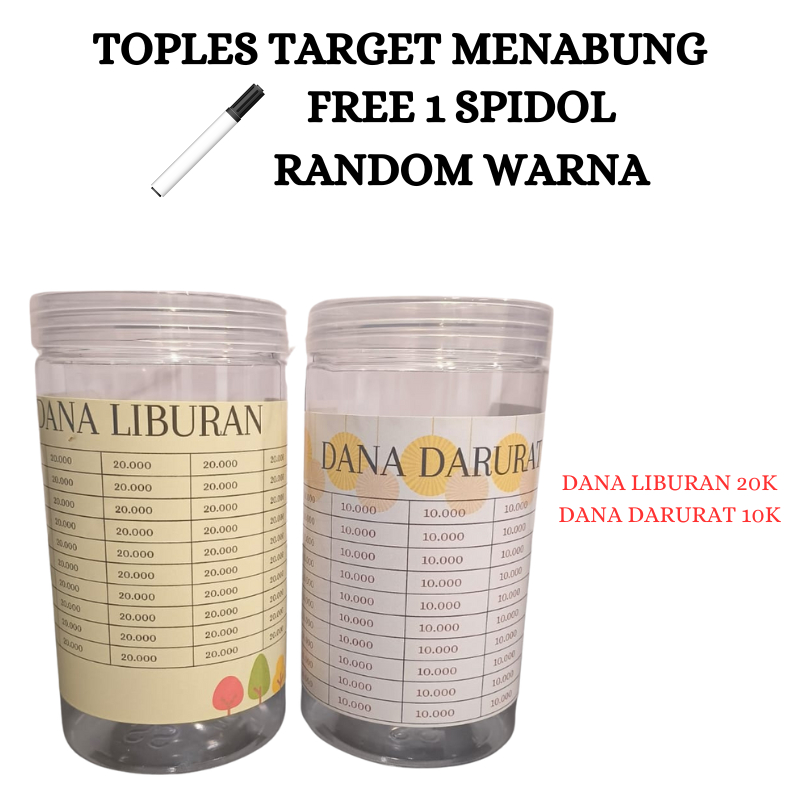 Tantangan menabung Toples | Stiker Tantangan Menabung DANA LIBURAN CELENGAN DANA DARURAT