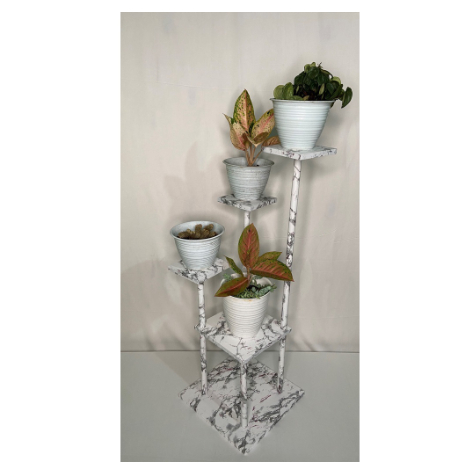 RAK MINIMALIS POT BUNGA SUSUN DEKOARASI LANTAI TINGKAT 4 BESAR KOTAK MARMER PUTIH MARMER PUTIH