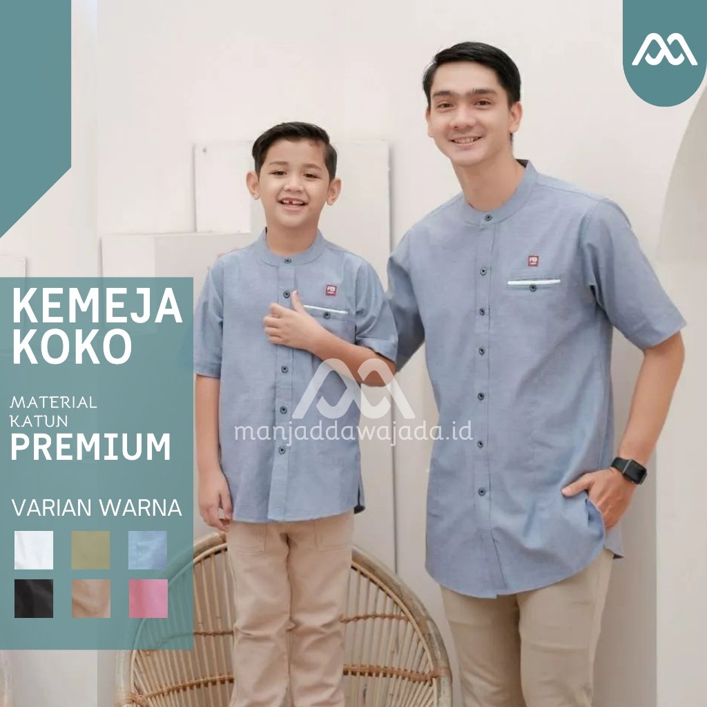 Terlaris Baju Koko Couple Ayah Anak Baju Hem Kemeja Koko Hari Raya Id Couple Atasan Fashion Muslim A