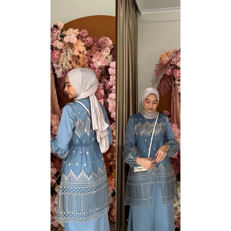 FARAH DRESS  VEST TILE/ FARAH GAMIS/FARAH VEST SET DRES/GAMIS KONDANGAN/GAMIS MEWAH