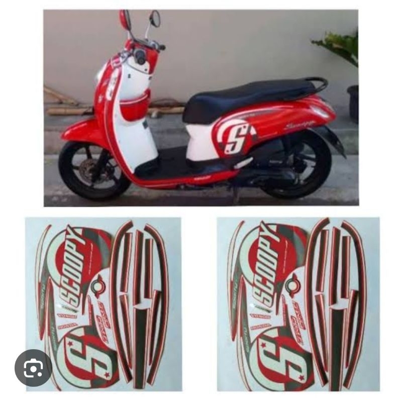 STIKER STRIPING STANDAR ORI HONDA SCOOPY  SPORTY 2015 FUL SET BODY MOTOR