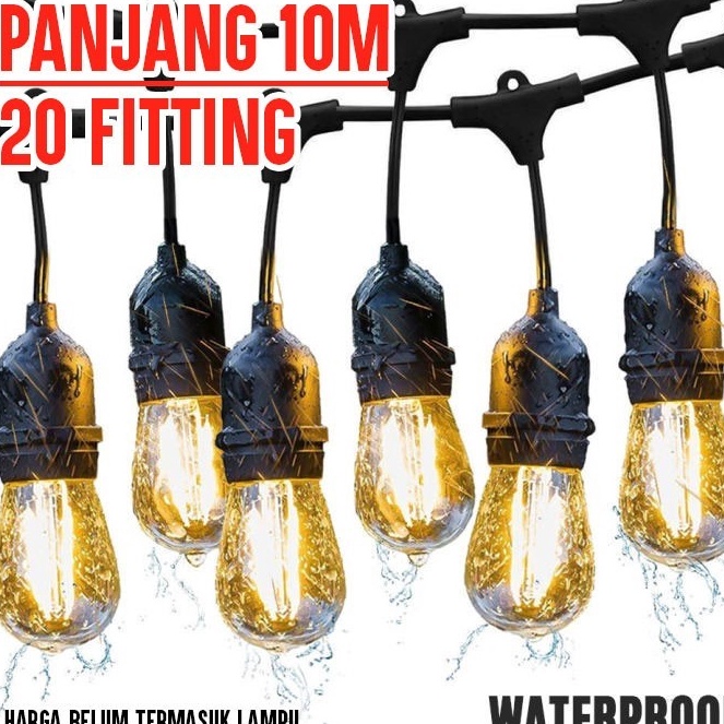 RhT Fitting Lampu Gantung Outdoor 1 Meter 2 Fiting  Waterproof  1 Meter 1 Fitting LAMPU GANTUNG CAFE