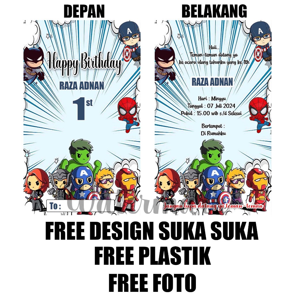 (UNDANGAN ULTAH) /Undangan ulang tahun / undangan ultah / undangan cetak / cetak undangan