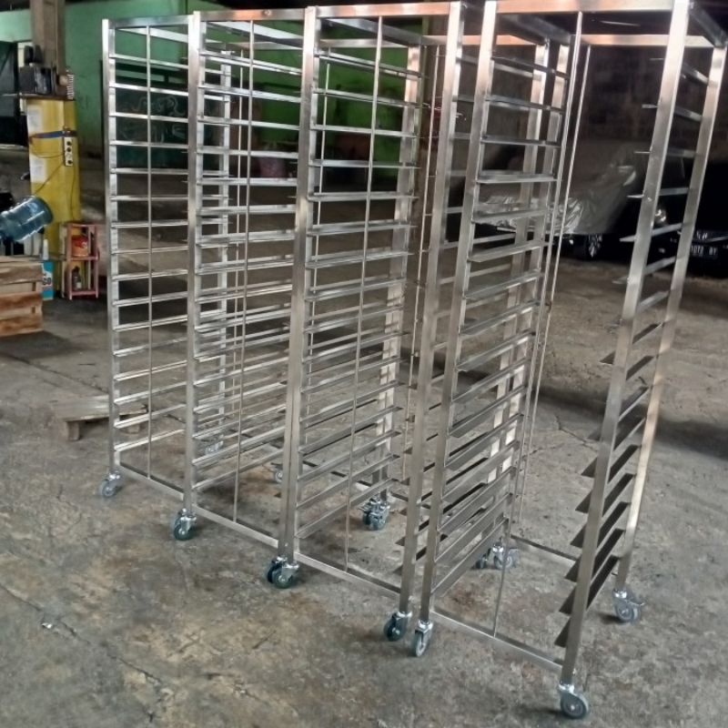 rak trolly stainless ukuran loyang 40x60cm
