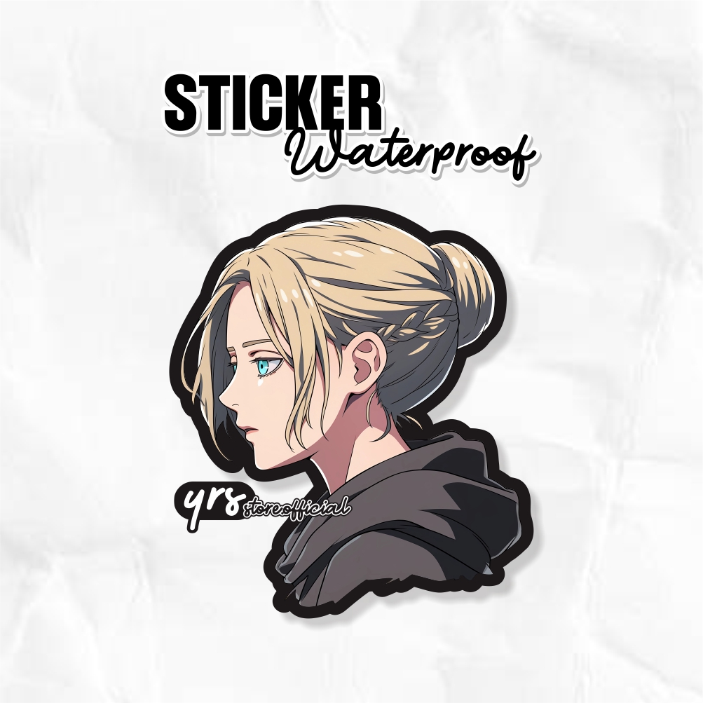 

Sticker Anime AOT Annie Leonhardt Sticker Case hp laptop dll ukuran +- 7 x 6,2 cm