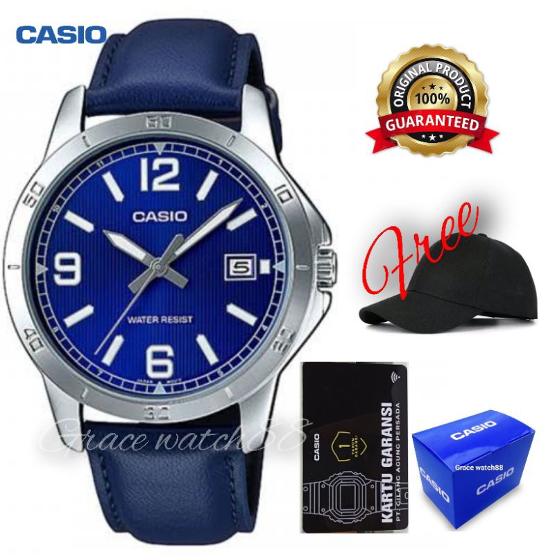 Jam tangan pria Casio Mtp-v004l-2udf / jam tangan kulit Casio original mtp-v004l-2