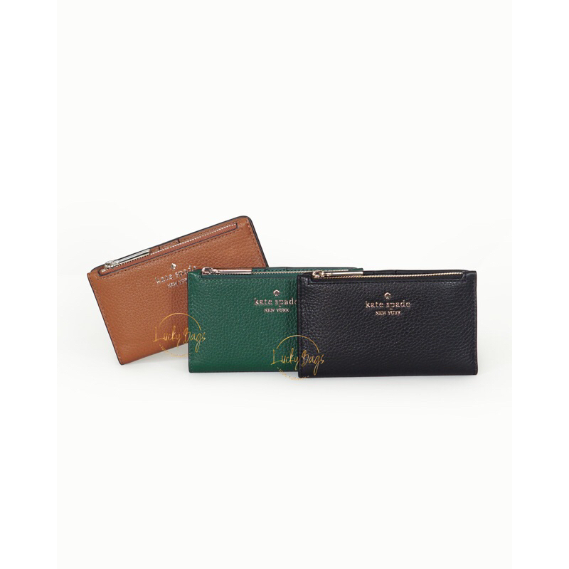 kate spade leila  small slim bifold wallet pebble leather (authentic / original )
