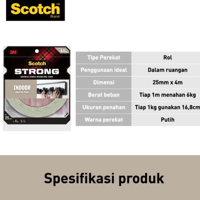 

Double Tape 3M Scotch Indoor Permanent Mounting Tape - Double Tape 3M Scotch 110 25mm x 4 meter