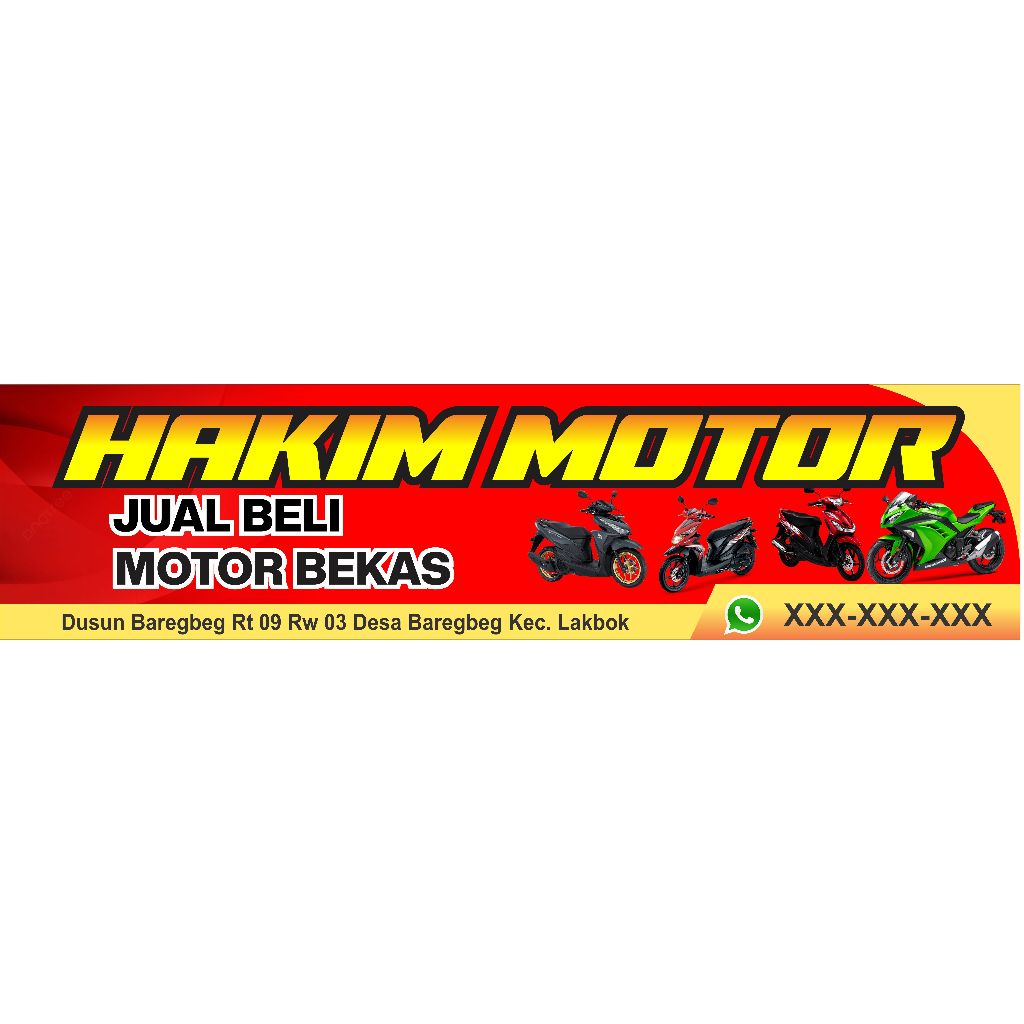 CETAK SPANDUK BANNER JUAL BELI MOTOR UKURAN 4 X 1 M _ LUBANG MATIK