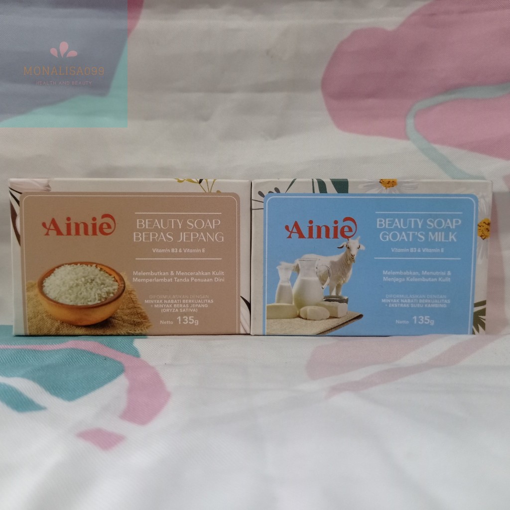 AINIE Beauty Soap 135g/Beras Jepang/Goats Milk/ Sabun Batang Ainie/Sabun Mandi Goats Milk/Sabun Susu