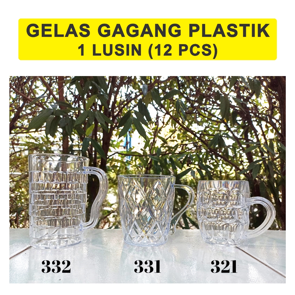 1 LUSIN / Gelas Gagang 321, 331, 332 per Lusin / Gelas Gagang Plastik 1 Lusin / Gelas Es Teh / Gelas