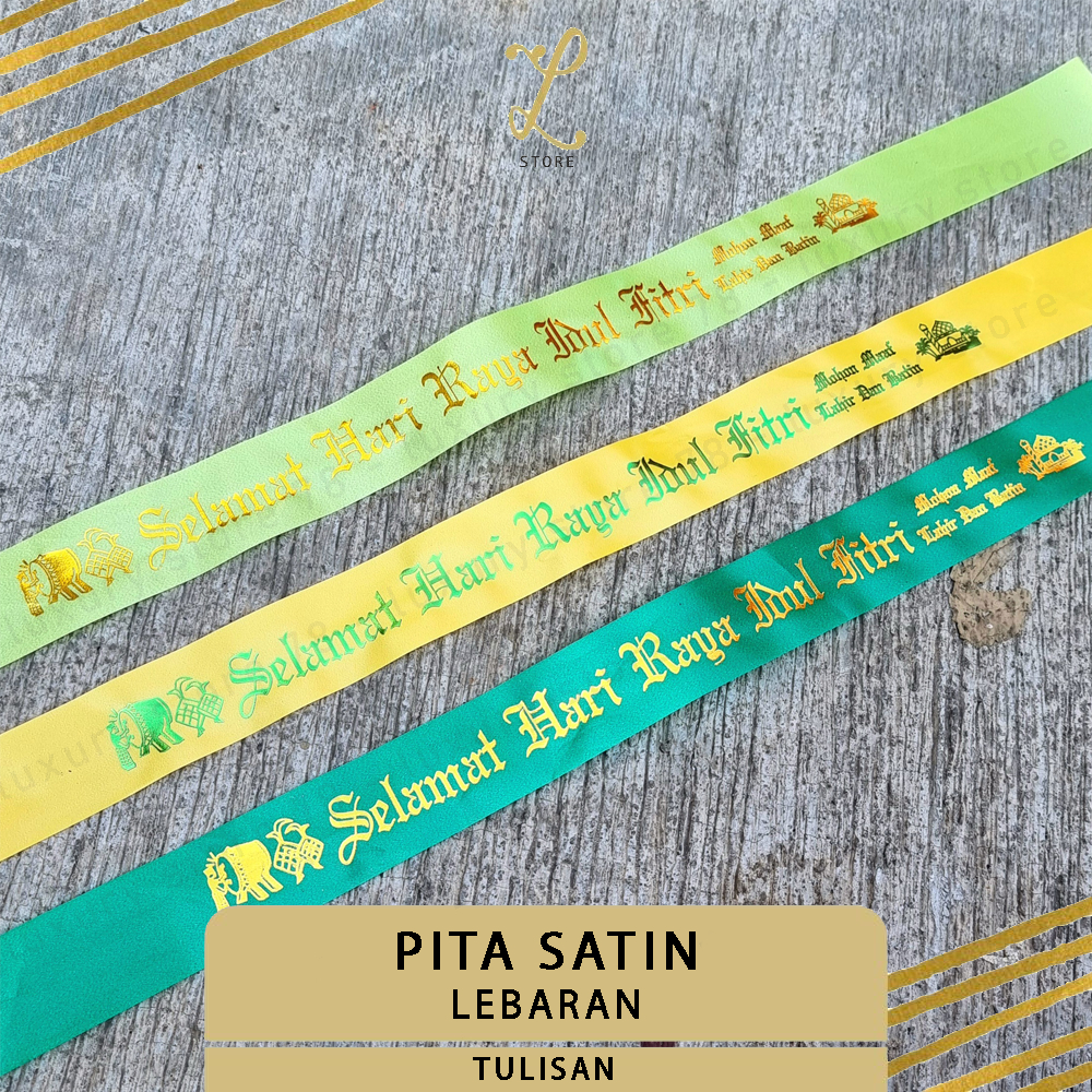 

[60X4 CM] (10 pcs) PITA SATIN LEBARAN | Pita Hampers Lebaran - Pita Printing Lebaran - Pita Satin Idul Fitri