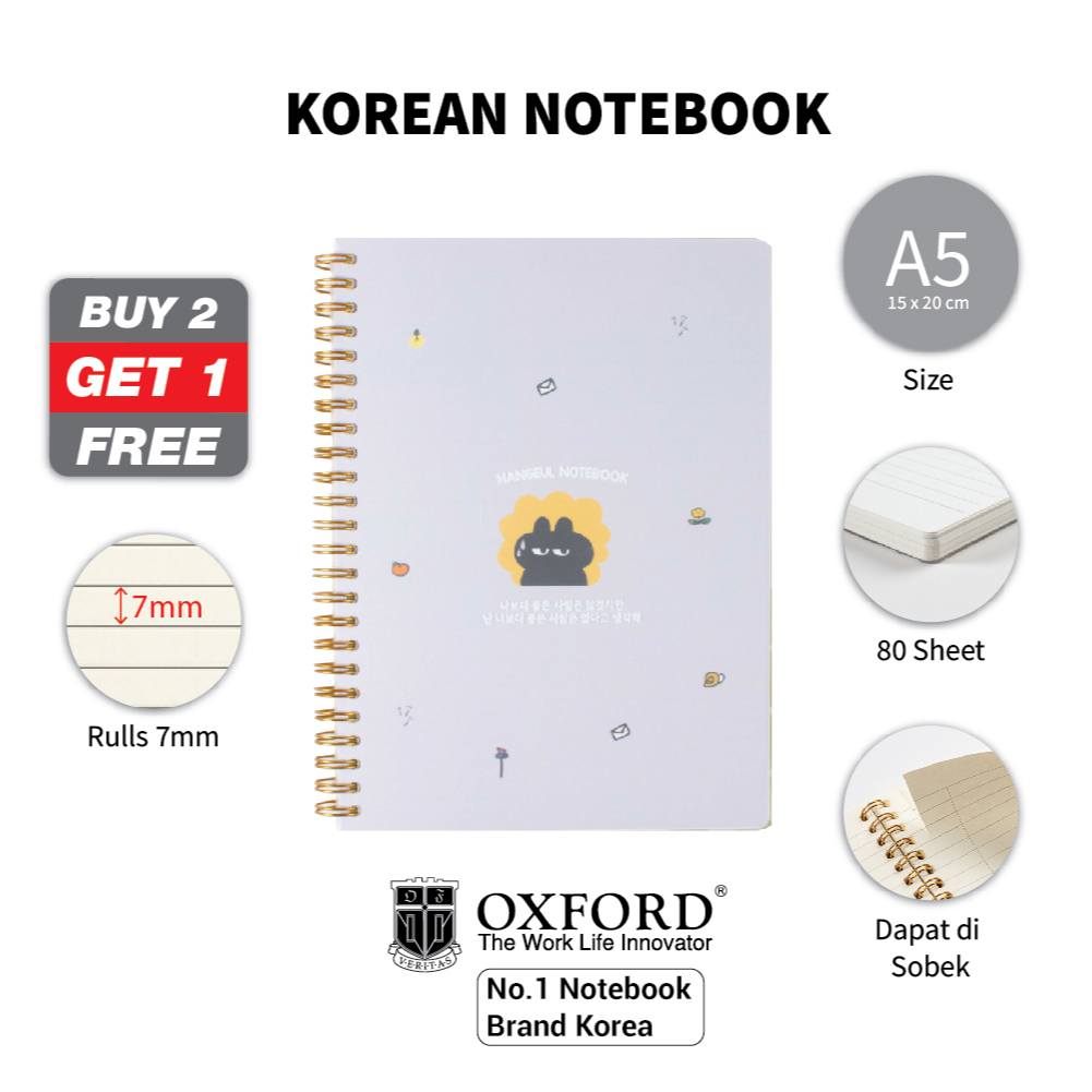 

Buy 2 Get 1 Free - Buku Tulis Hangeul Korea A5 Sampul Mika