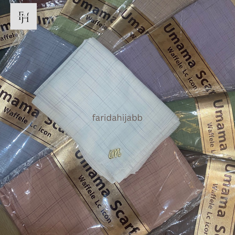 PAKET USAHA ( 5pcs/ 10pcs) HIJAB UMAMA SCARF WAFFLE LASER CUT METAL LOGO / JILBAB SEGI EMPAT UMAMA L