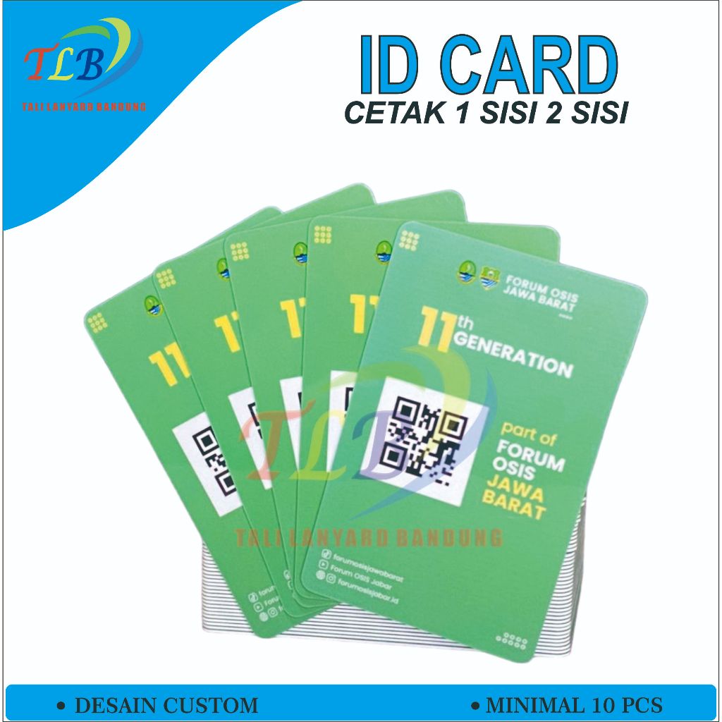 

CETAK ID CARD CUSTOME BARCODE BAHAN PVC 0,9 MM NAME TAG BARCODE LAMINASI GLOSY DAN DOFF AWET