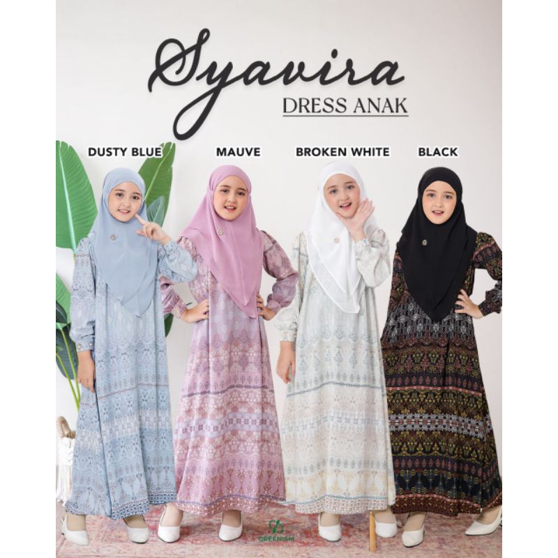 SYAVIRA DRESS KIDS BY GREENISM | SARIMBIT SYAVI SYAVIRA BY GREENISM | GAMIS ANAK PEREMPUAN