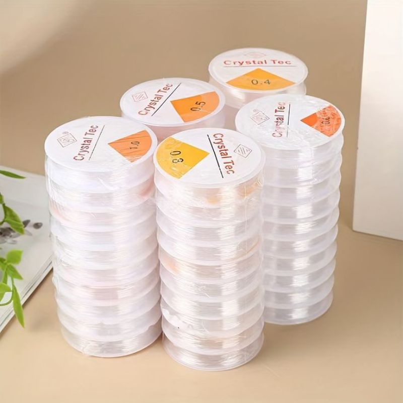 Elastic Crystal Tec Tebal Ukuran 0.4 0.5 0.6 0.7 0.8 1.0 mm Per 1 Roll / Senar Benang Elastis Untuk 