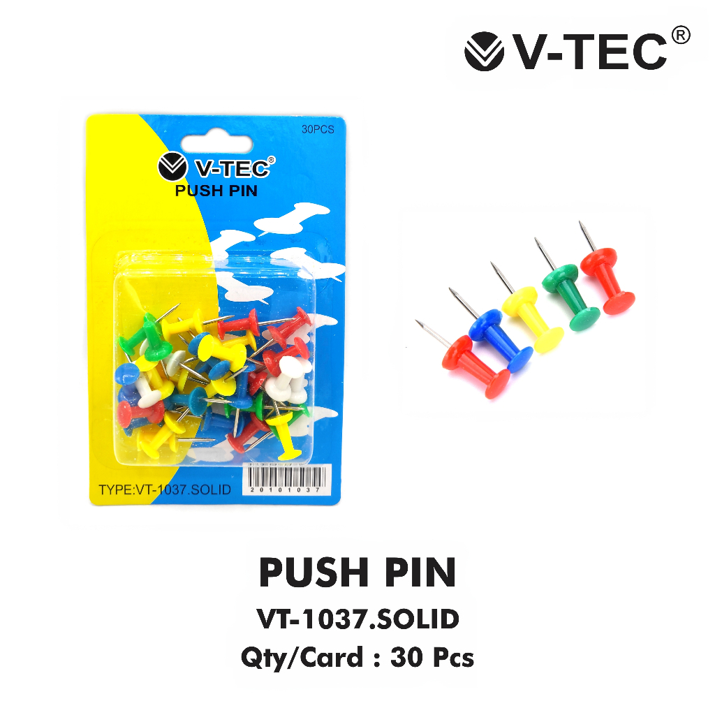 

Push Pin/Paku Pin Solid Kecil V-TEC 1037 (isi 30 pcs)