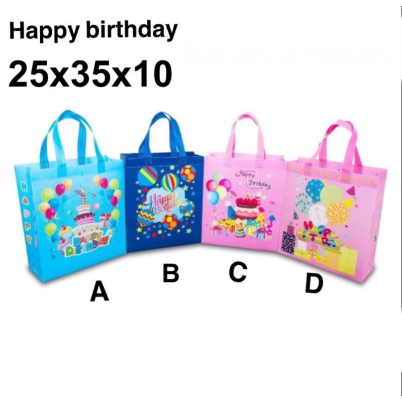 

( 1 lusin ) TOTE BAG GOODIE BAG TAS ULANG TAHUN ANAK HAPPY BIRTHDAY Goodiebag tas souvenir ulang tahun anak tas karakter 25x35x10 Tas Souvenir Ulang Tahun Anak Goodiebag Motif Kartun Premium