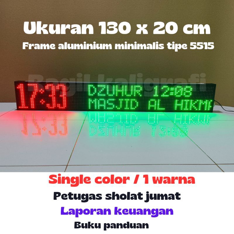 Jam Sholat Digital Masjid JWS P10 WIFI Jadwal sholat runing teks Jam Masjid uk 130 x 20 cm