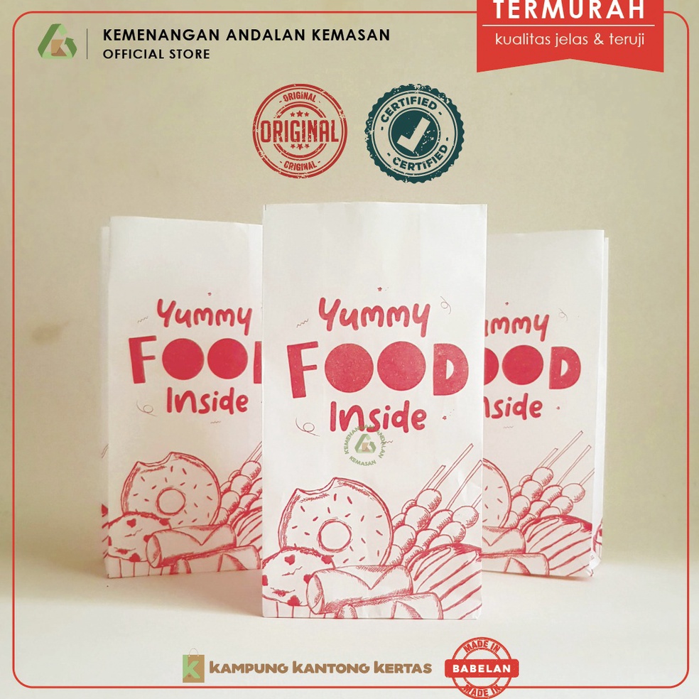 

HGO625 Terkece SeRI KANTONG YUMMY FOOD 1 PCS Kantong Ayam Goreng Kemasan Fried chicken WAJIB MEMBELI EXTRA PACKING