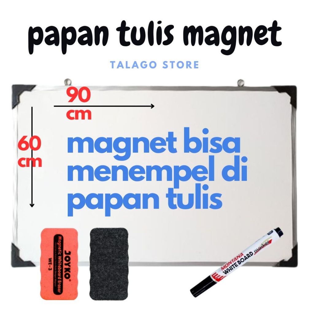 

Papan Tulis Magnet - Papan Tulis - Whiteboard - Papan Tulis 60 cm x 90 cm free spidol dan penghapus