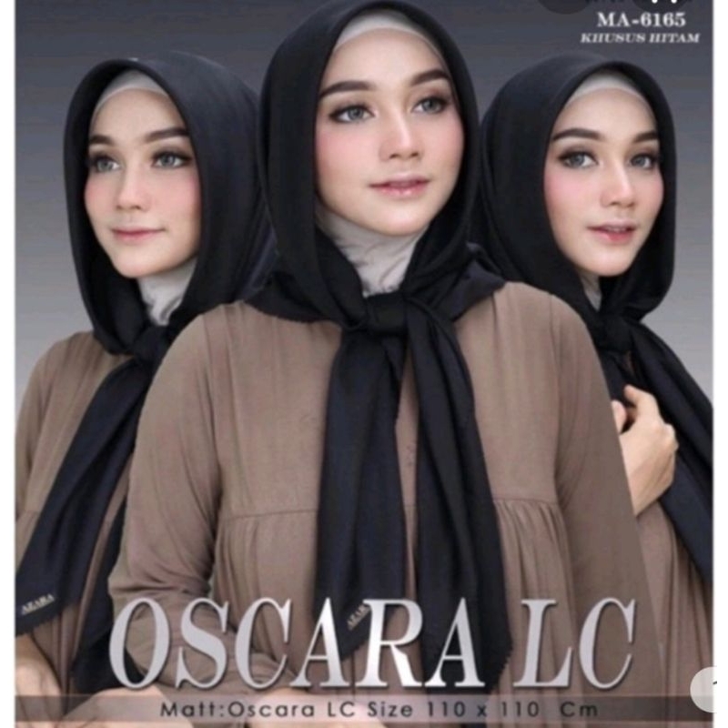 Hijab segiempat Azara Oskara LC Polos KHUSUS HITAM