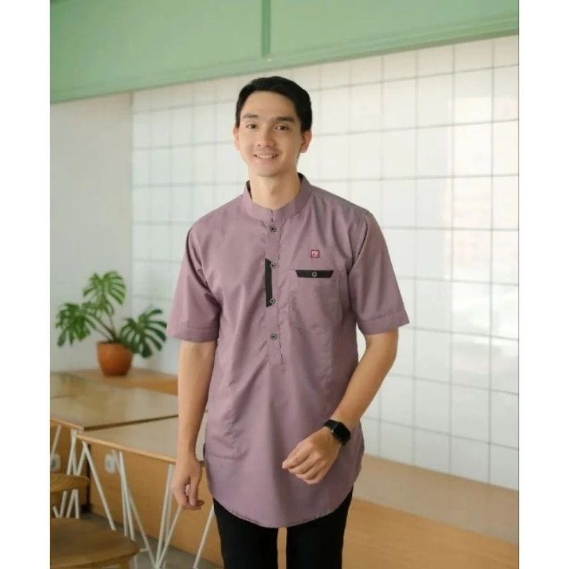 Baju Kemeja Kurta Qurta Khurta Koko Ayah Cowo Pria Laki Arab Muslim Lengan Tangan Pendek Bahan Katun