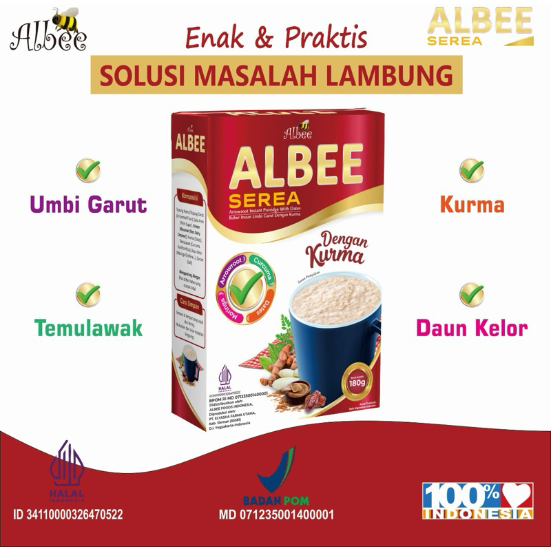

300 GRAM ALBEE SEREA ASAM LAMBUNG UMBI GARUT Ampuh Mengatasi Asam Lambung Gerd, Maag 1 Box