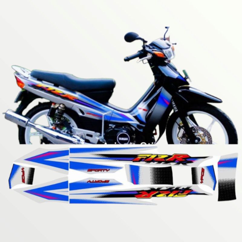 Sticker striping fiz r 2003 sporty sporti biru silver LIS F1 ZR 2003 SPORTY tahan pernis print cutti