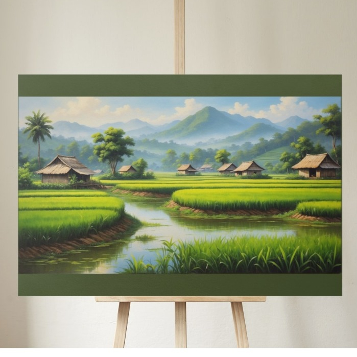 Lukisan Desa Pedesaan yang Menenangkan Jiwa - Pemandangan Alam yang Indah