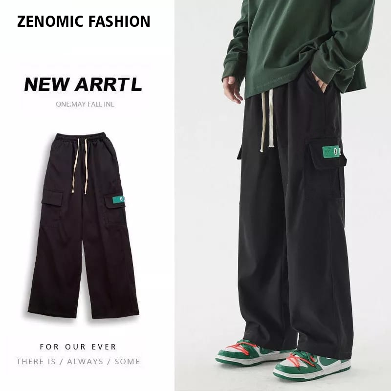 Celana Cargo Panjang Pria Longgar - Kargo Oversize Gombrong OOTD Korean Style Loose Pant Baggy